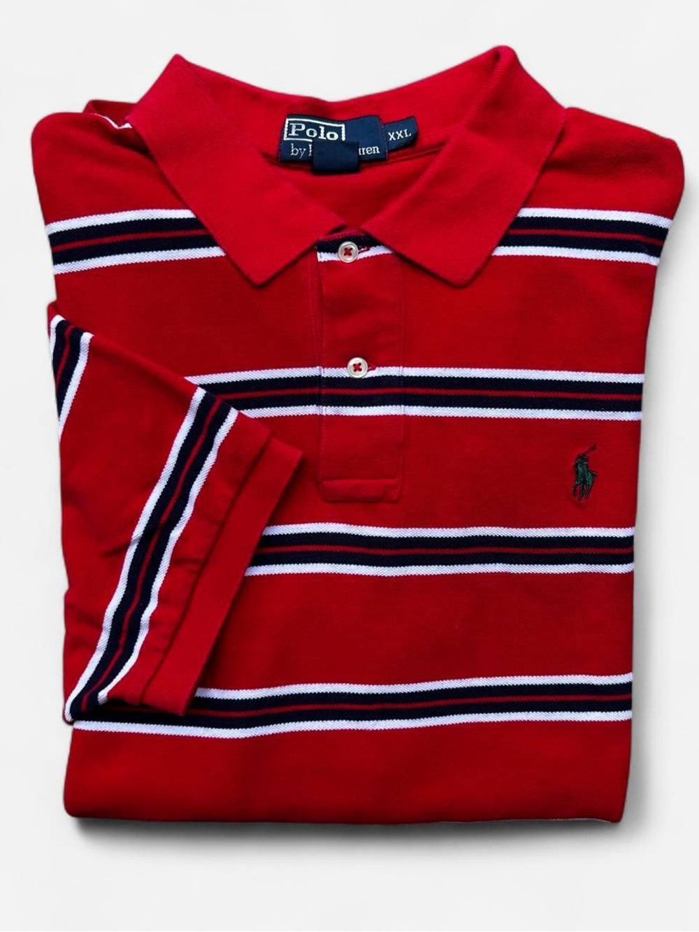Polo by Ralph Lauren Red Navy White Striped Polo Shirt XXL